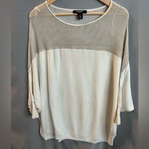 Nine West Jeans Cream Knitted Bat Wing Top - Womens L